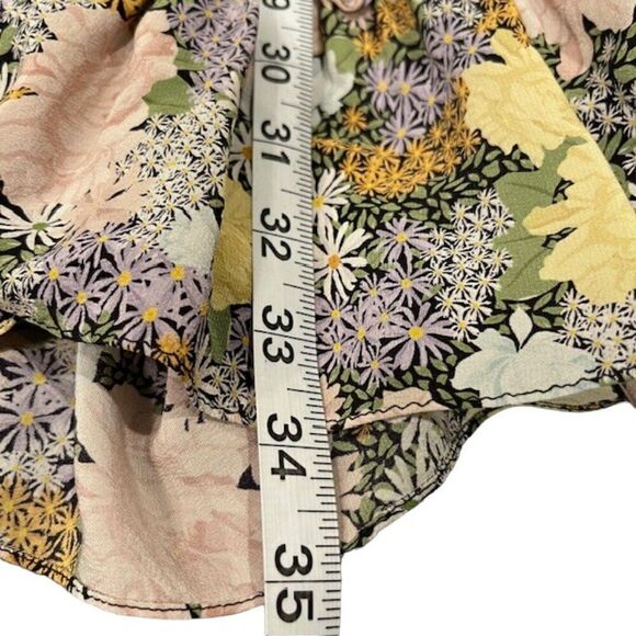 Rokh Silk Split Floral Frill Dress Ruffle Strap Pink Yellow Blue Women's Size 2- - Picture 16 of 16